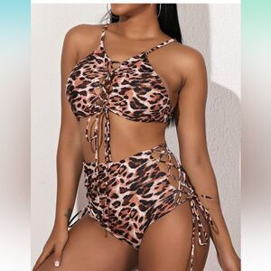 Leopard Print High Waisted Bikini Set 2XL